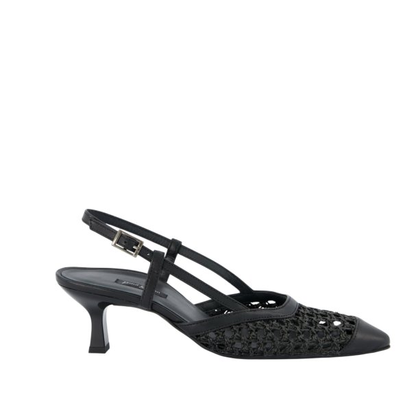 Paul Green - Pumps i sort flet med slingback og lille hl - 6144