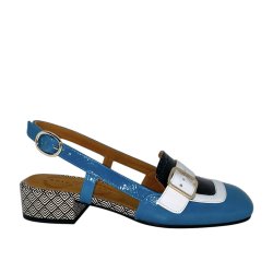 Chie Mihara - Loafer i turkis lak og lille hl med mnster - Udesy 