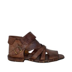 Bubetti - Gladiator sandal i hasselnd med spnde og ombuk - 3487