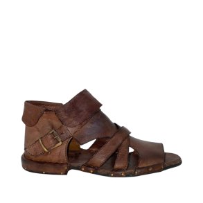 Bubetti - Gladiator sandal i hasselnd med spnde og ombuk - 3487