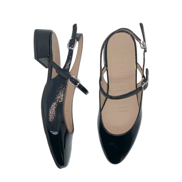 Wonders - Pumps i sort lak med slingback og lille hl - 9703