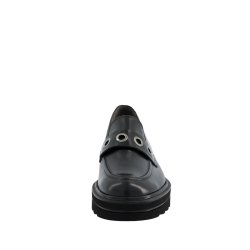 Paul Green - Loafer i sort med grov sl og slvringe - 1162