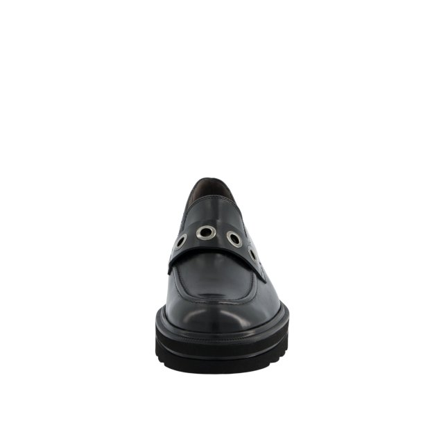 Paul Green - Loafer i sort med grov sl og slvringe - 1162