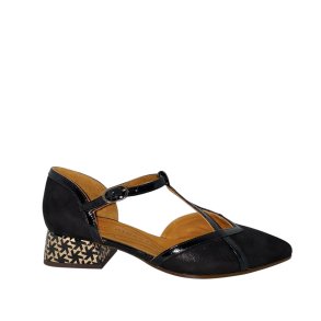 Chie Mihara - Sko i sort og mnstret lille hl - Hidrow