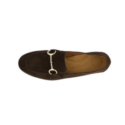 Paul Green - Loafer i brun ruskind med guld-bidsel - 2596