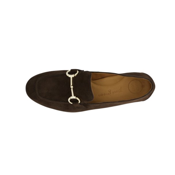 Paul Green - Loafer i brun ruskind med guld-bidsel - 2596