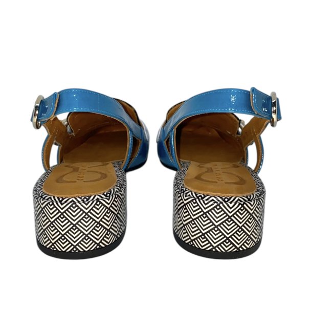 Chie Mihara - Loafer i turkis lak og lille hl med mnster - Udesy 