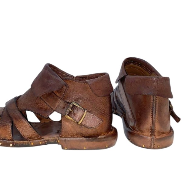 Bubetti - Gladiator sandal i hasselnd med spnde og ombuk - 3487