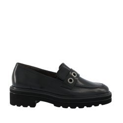 Paul Green - Loafer i sort med grov sl og slvringe - 1162
