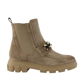 Paul Green - Stvlette i sand ruskind med messingkde og chunky sl - 8261