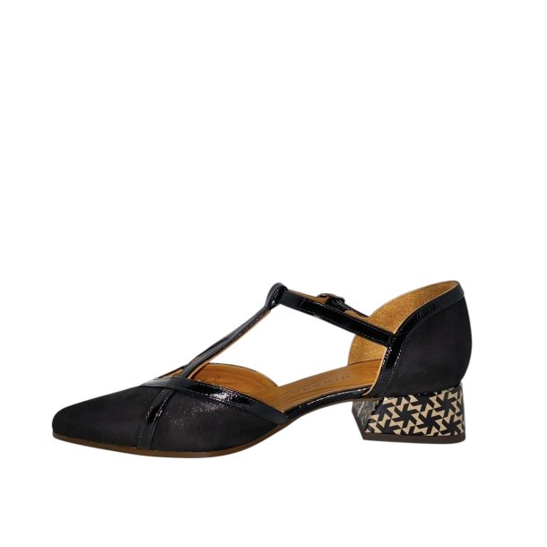 Chie Mihara - Sko i sort og mnstret lille hl - Hidrow