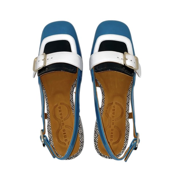 Chie Mihara - Loafer i turkis lak og lille hl med mnster - Udesy 