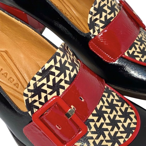 Chie Mihara - Loafer i sort, rd og rhvid - Teisin 47