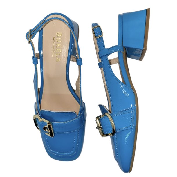 Bukela - Loafer i turkis lak med spnde og slingback - Gaja