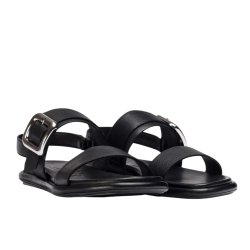 Wonders - Flad sandal i sort med slvspnde - 8903