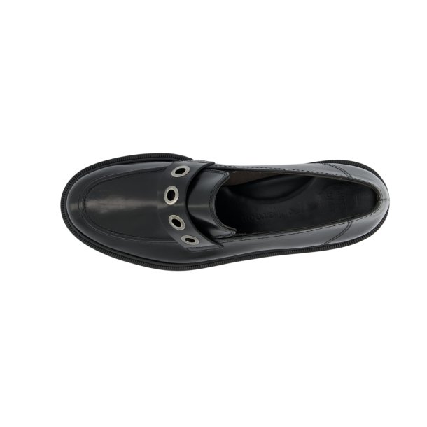 Paul Green - Loafer i sort med grov sl og slvringe - 1162