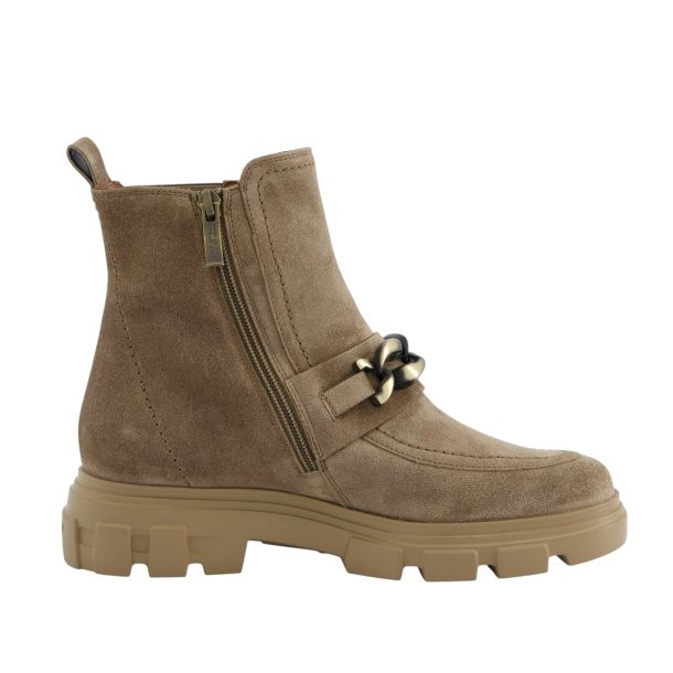 Paul Green - Stvlette i sand ruskind med messingkde og chunky sl - 8261