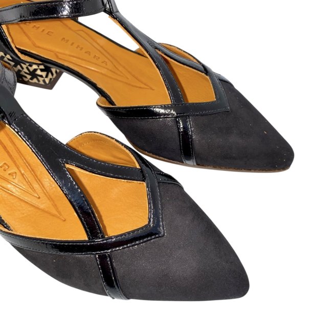 Chie Mihara - Sko i sort og mnstret lille hl - Hidrow