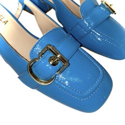 Bukela - Loafer i turkis lak med spnde og slingback - Gaja