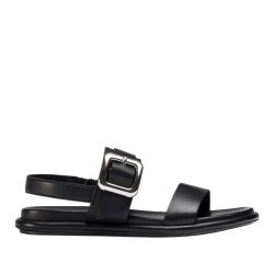 Wonders - Flad sandal i sort med slvspnde - 8903