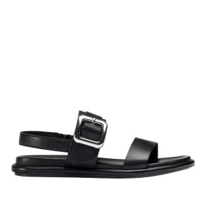 Wonders - Flad sandal i sort med slvspnde - 8903