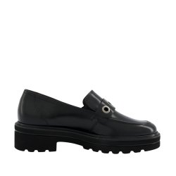 Paul Green - Loafer i sort med grov sl og slvringe - 1162