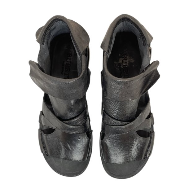 Bubetti - Gladiator sandal i sort med spnde og ombuk - 3487