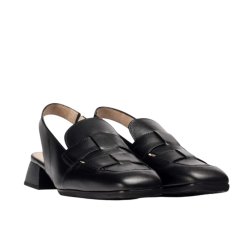 Wonders - Loafer i sort med slingback og lille hl - 7130