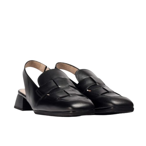 Wonders - Loafer i sort med slingback og lille hl - 7130