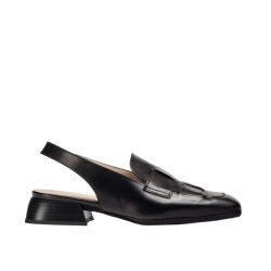 Wonders - Loafer i sort med slingback og lille hl - 7130
