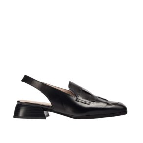 Wonders - Loafer i sort med slingback og lille hl - 7130