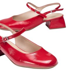 Wonders - Pumps i rd lak med slingback og moderat hl - 1222