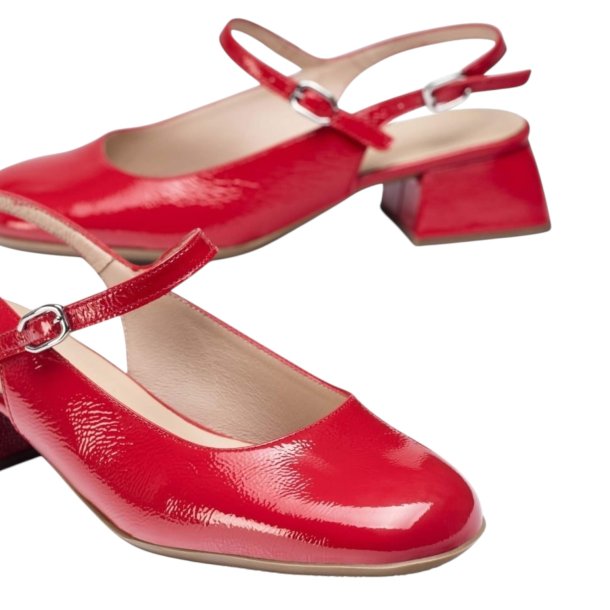 Wonders - Pumps i rd lak med slingback og moderat hl - 1222