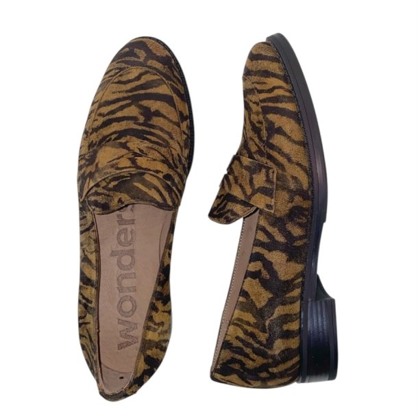 Wonders - Loafer i sort og brun med lille hl - 7251