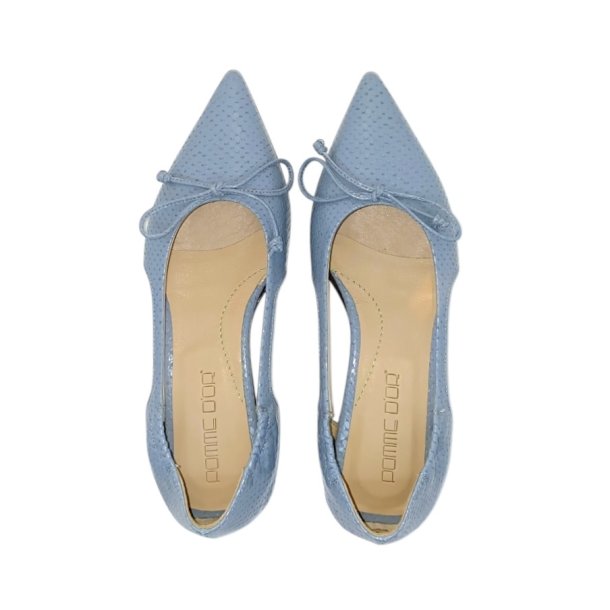 Pomme Dor - Flad sko i lysebl snake med sljfe - 2251