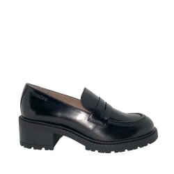 Wonders - Loafer i sort med grov sl og moderat hl - 1401
