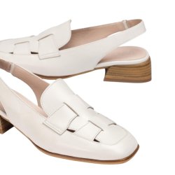 Wonders - Loafer i rhvid med slingback og lille hl - 7130
