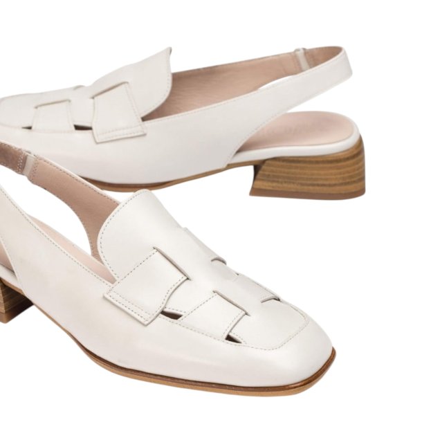 Wonders - Loafer i rhvid med slingback og lille hl - 7130
