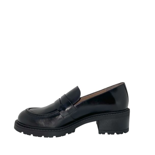 Wonders - Loafer i sort med grov sl og moderat hl - 1401