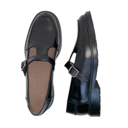 Wonders - Sko i sort med rem og spnde - 9161