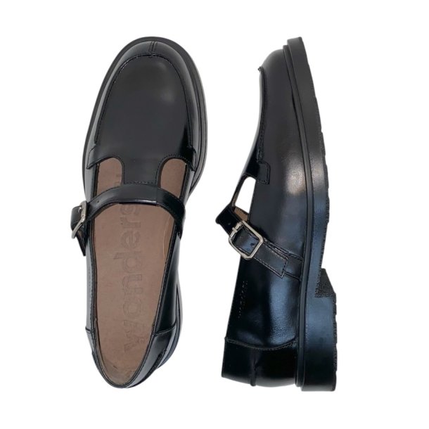 Wonders - Sko i sort med rem og spnde - 9161