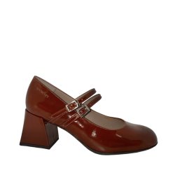 Wonders - Sko i cognac lak med remme og moderat hl - H6210