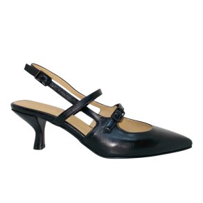 Pomme D`or - Pumps i sort med remme og slingback - 6215