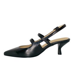 Pomme D`or - Pumps i sort med remme og slingback - 6215
