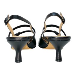 Pomme D`or - Pumps i sort med remme og slingback - 6215