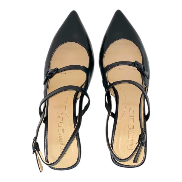 Pomme D`or - Pumps i sort med remme og slingback - 6215