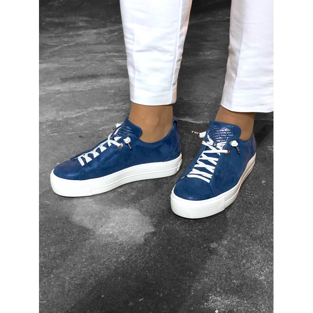 Paul Green - Sneakers i bl med plateau og elastiksnre - 5017