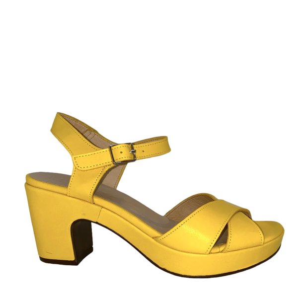 Wonders - Sandal i gul med plateau og hl - 5861