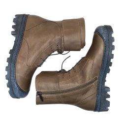 Lofina - Stvlette med velcro, snre og lynls i mrk sand og grov sl - 2963