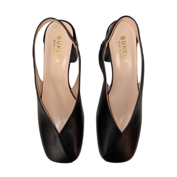 Bukela - Pumps i sort med slingback og moderat blokhl - Menton